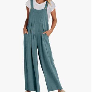 Powder Blue Linen Wide Leg Jumpsuit - All seasons